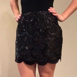 XS sequined scallop mini skirt
